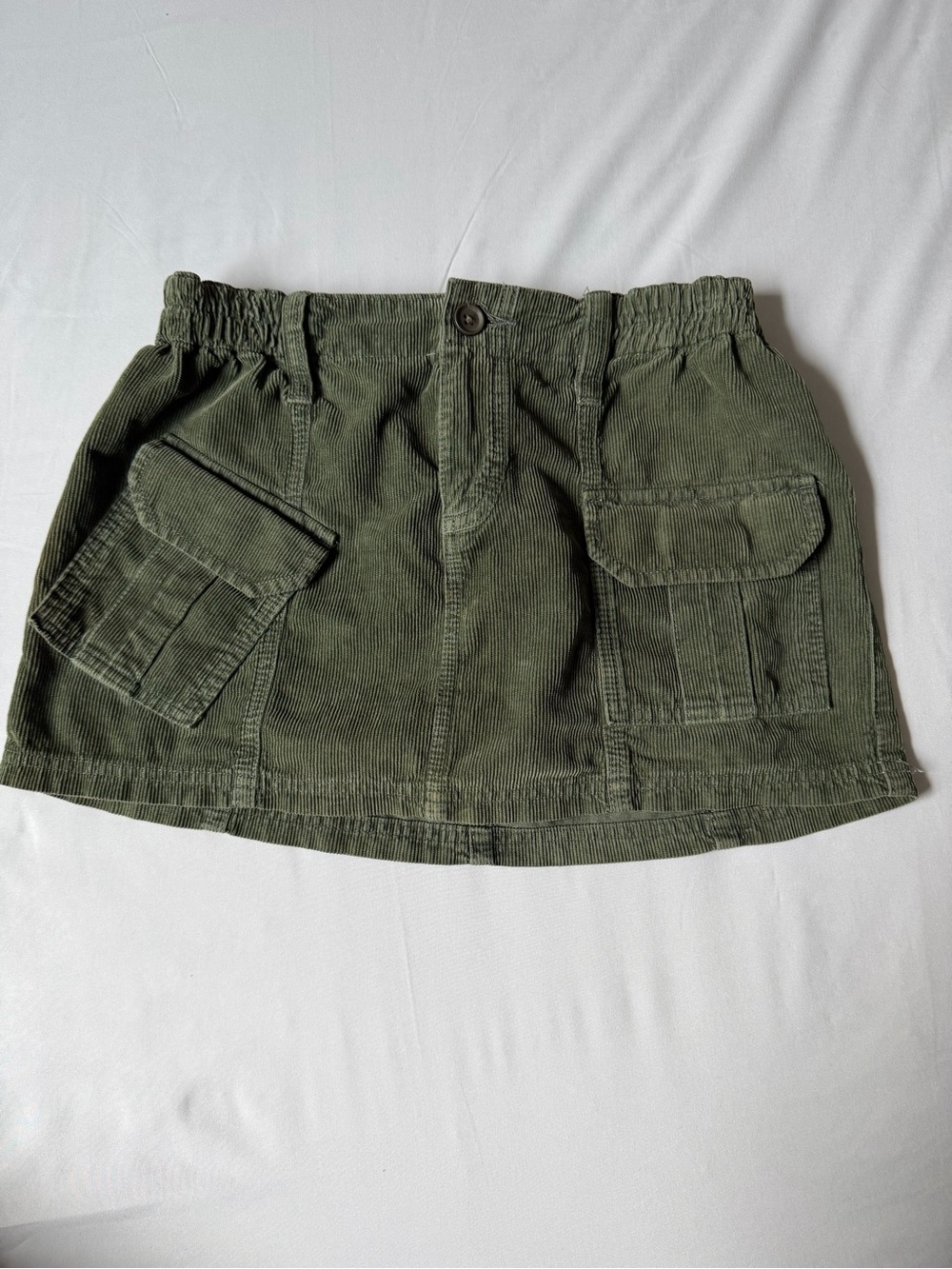 BDG Urban Outfitters Corduroy Cargo Mini Skirt in Olive Green